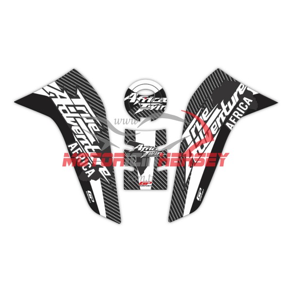 Gp Kompozit Tank Pad Seti Honda Africa Twin Crf1100l 2020-2021 Siyah-beyaz Karbon Desenli