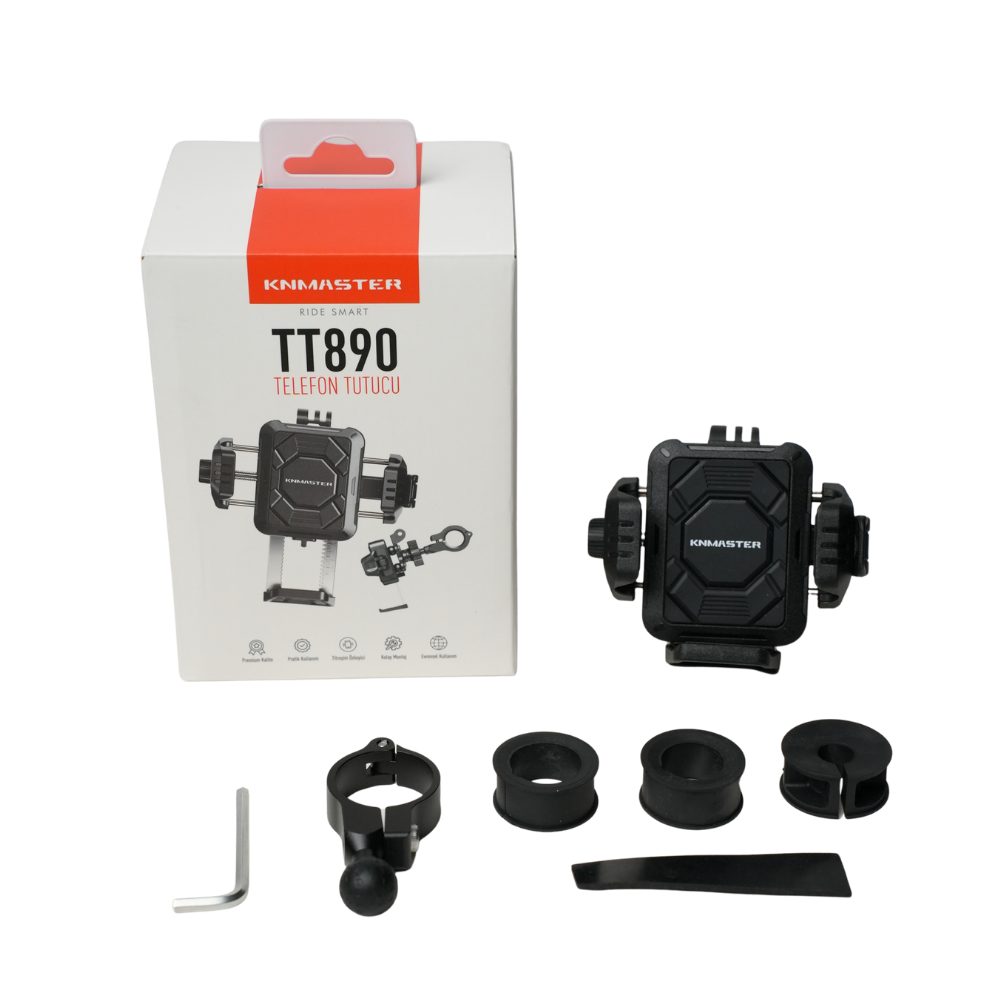 KNMASTER TT890 Titreşim Önleyicili Motosiklet Telefon Tutucu (Kamera Bağlantılı)