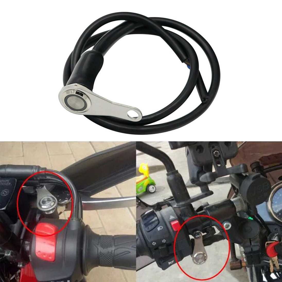 KNMASTER Knmaster B310 Motosiklet Bas Çek Butonu Kırmızı Ledli