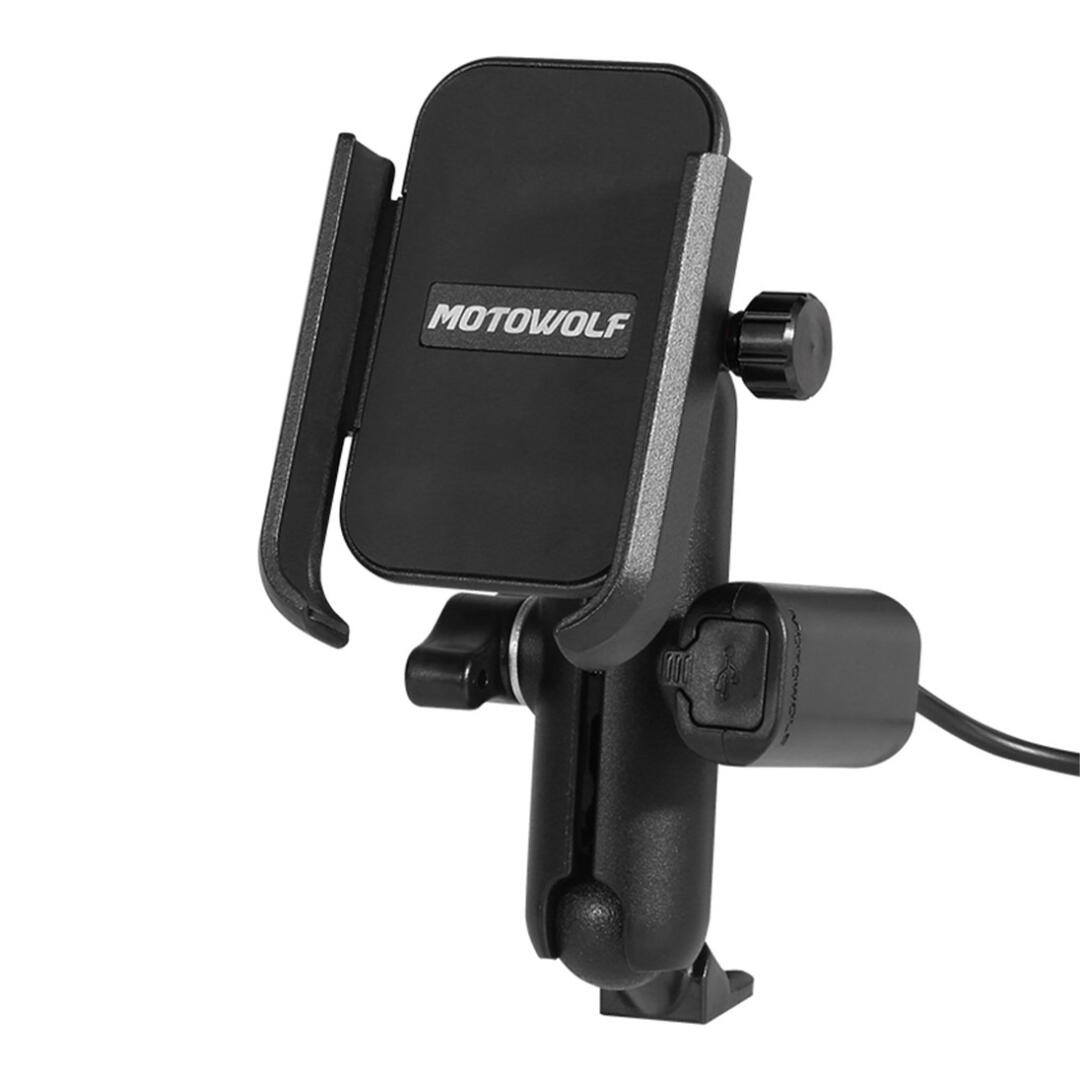 Motowolf Motowolf Usb Şarj Soketli Ayna Bağlantılı Motosiklet Bisiklet Telefon Tutucu Ayarlanabilir