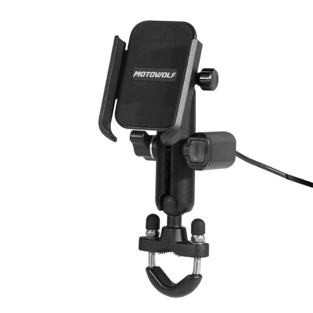 Motowolf Motowolf Usb Şarj Soketli Gidon Bağlantılı Motosiklet Bisiklet Telefon Tutucu Ayarlanabilir