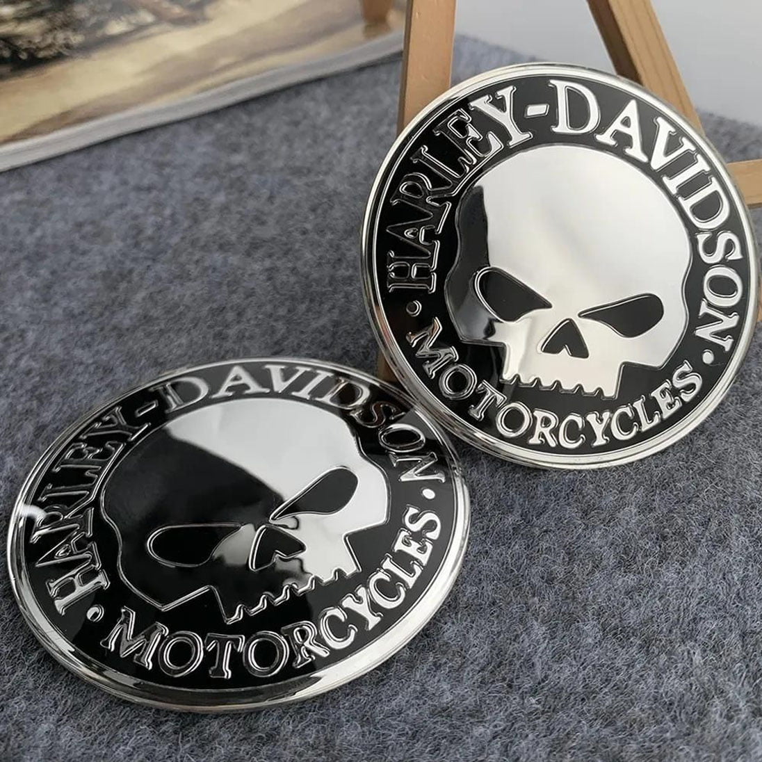 Harley Davidson Kuru Kafa 3D Kabartmalı Alüminyum Sticker