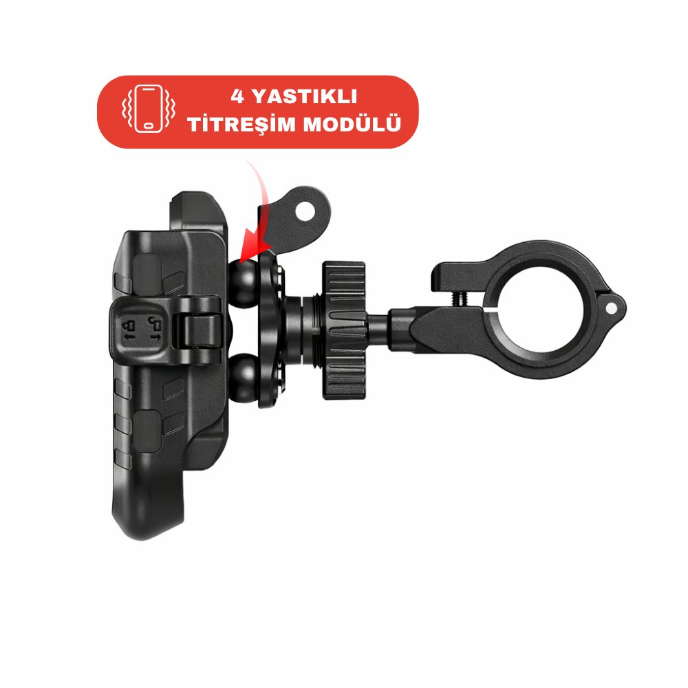 KNMASTER TT500 Titreşim Önleyicili Motosiklet Telefon Tutucu (Kamera Bağlantılı)