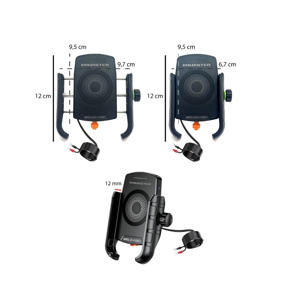 Knmaster TT-600WU Tüm Motosikletlere Uyumlu Kablosuz ve Usb’li Telefon Tutucu