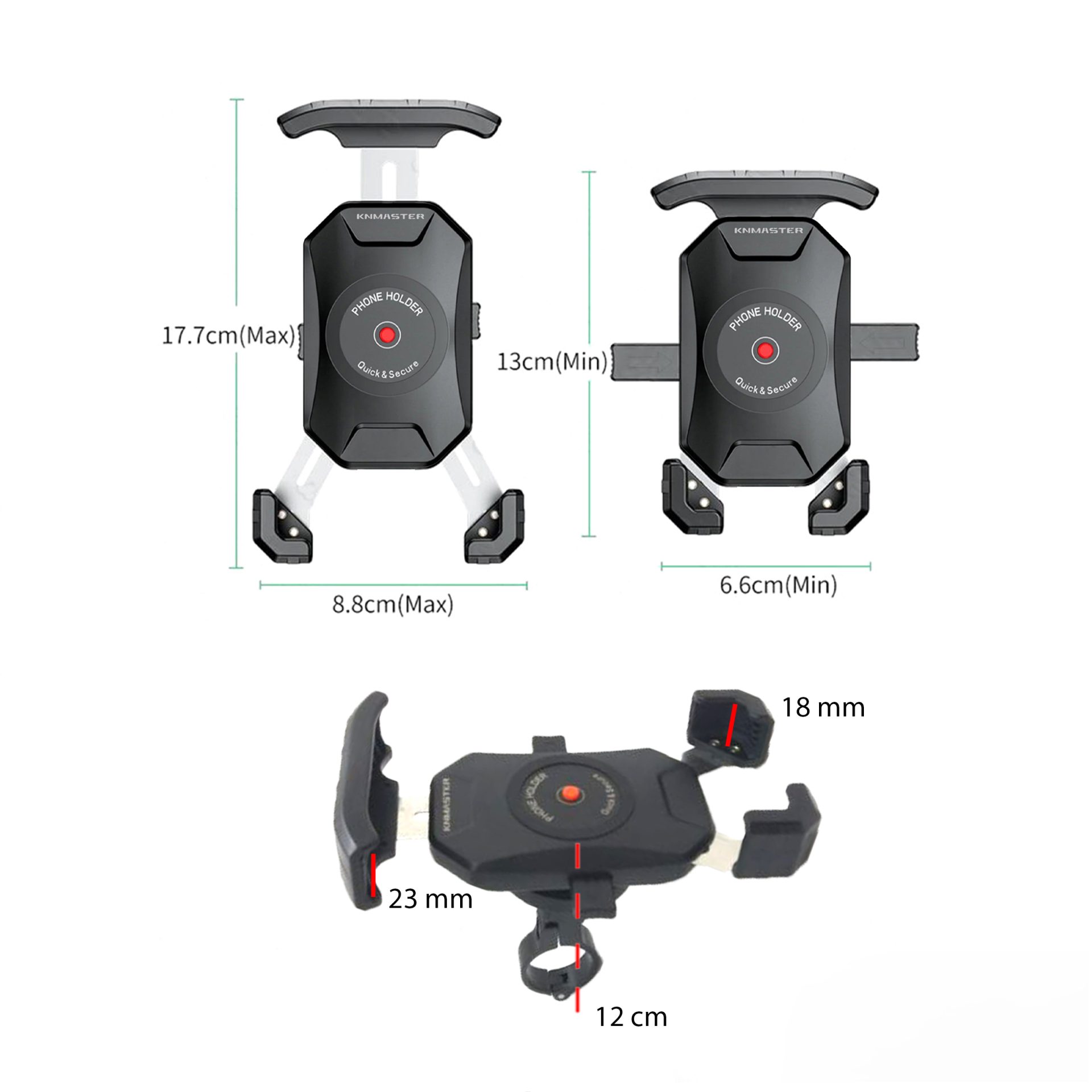 Knmaster TT-500 Titreşim Engelleyici Tüm Motosikletlere Uyumlu Telefon Tutucu