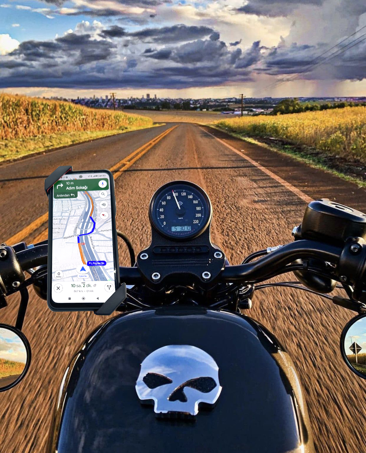Knmaster TT-200 Plus Titreşim Engelleyici Tüm Motosikletlere Uyumlu Hayalet Telefon Tutucu