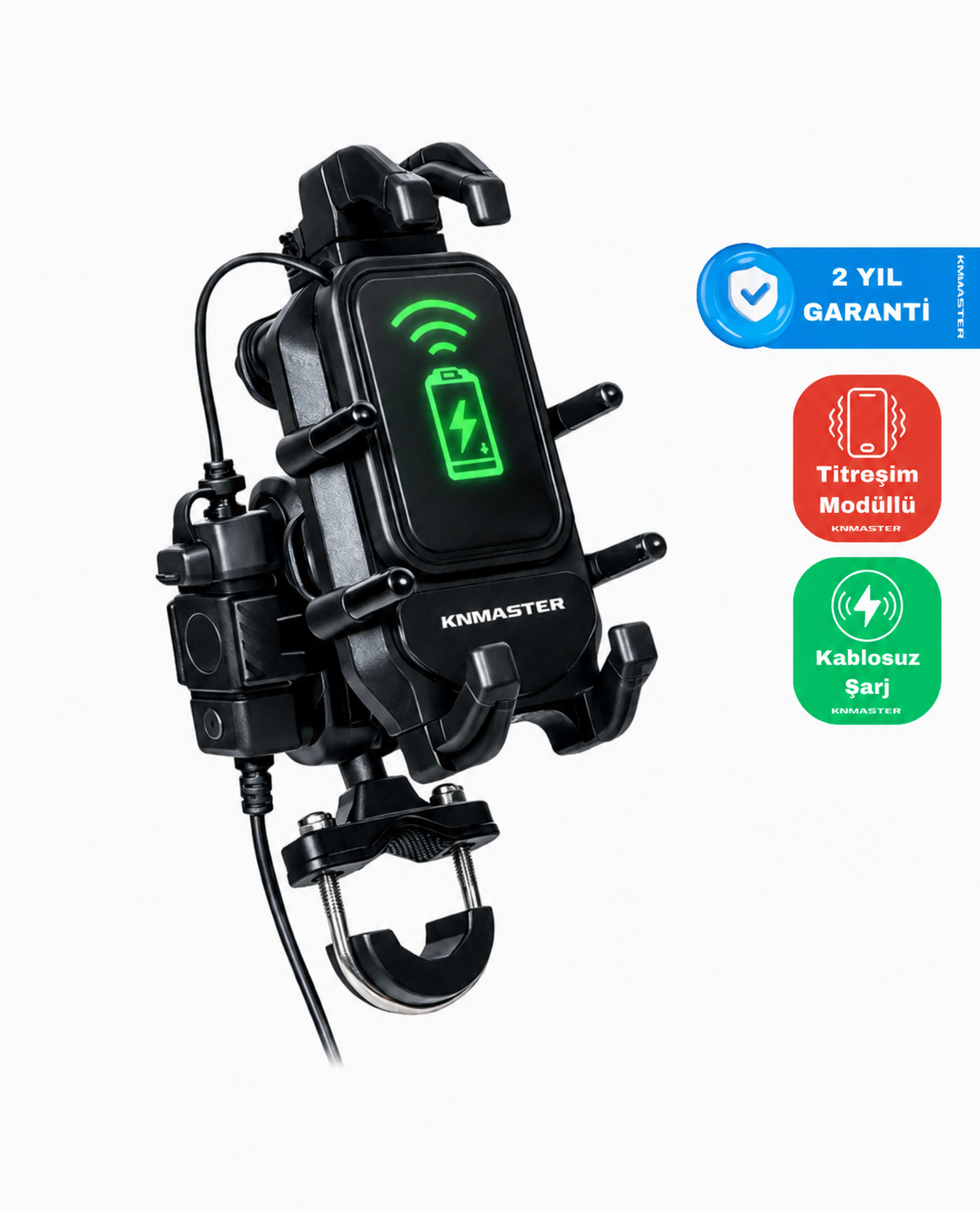 KNMASTER TT-860WU Kablosuz Şarjlı Tüm Motosikletlere Uyumlu Telefon Tutucu
