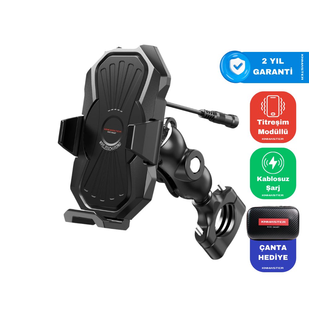 KNMASTER TT880 WU Kablosuz Şarjlı Titreşim Önleyicili Motosiklet Telefon Tutucu