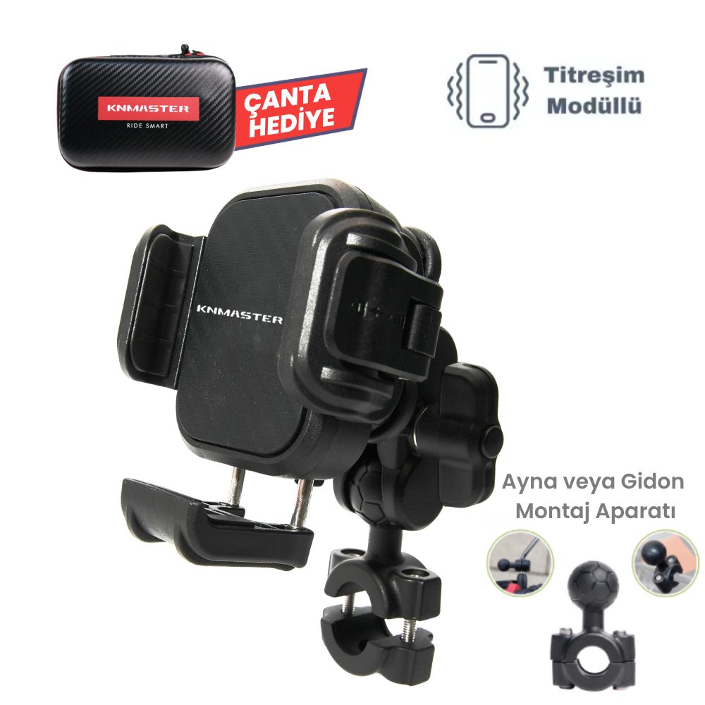 KNMASTER TT870 Titreşim Önleyicili Motosiklet Telefon Tutucu