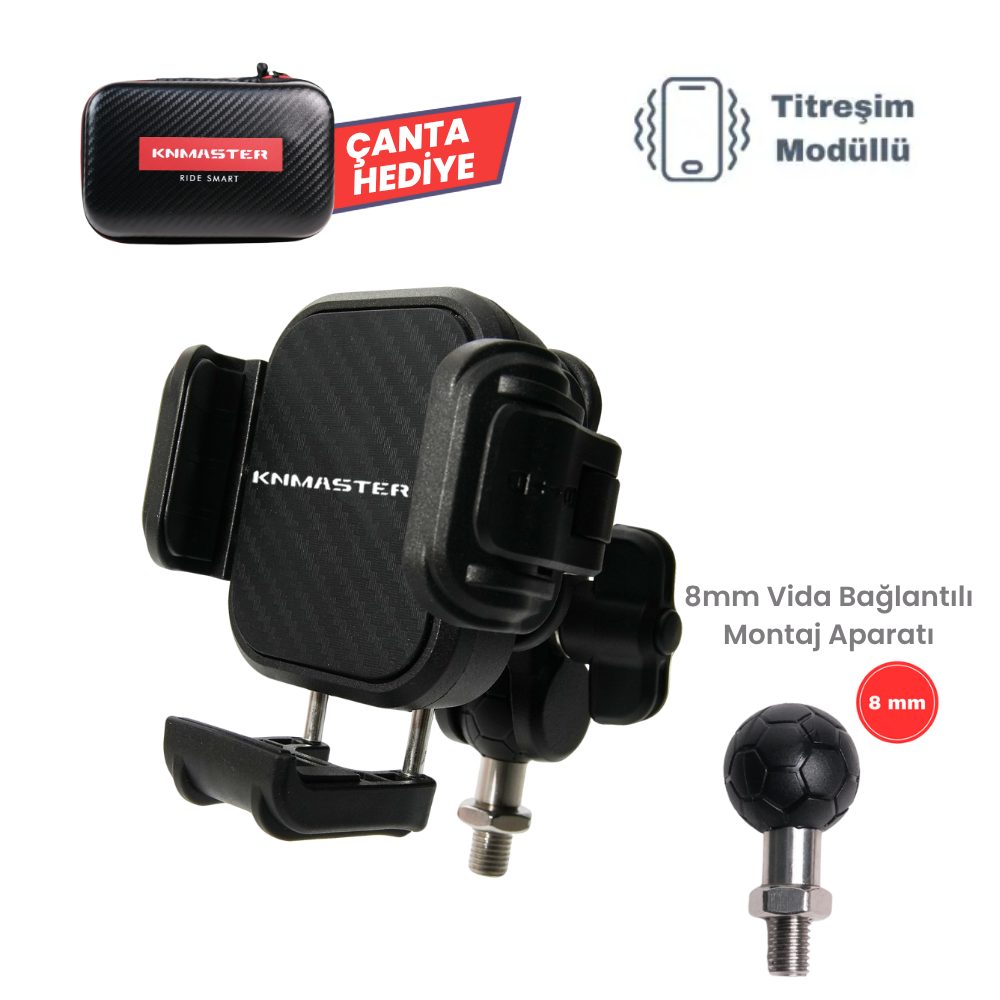 KNMASTER TT870 Titreşim Önleyicili Motosiklet Telefon Tutucu