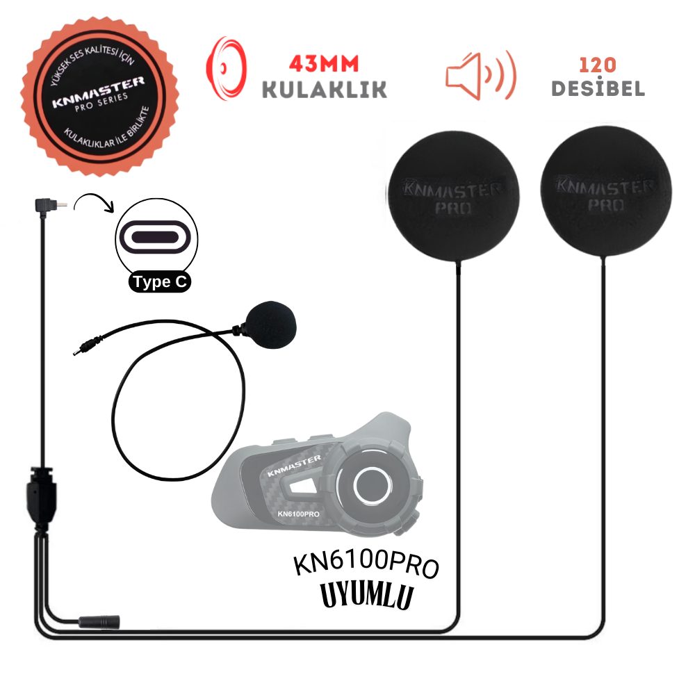 KNMASTER Knmaster KN6100 Pro Kapalı Kask Kulaklık Mikrofon Seti