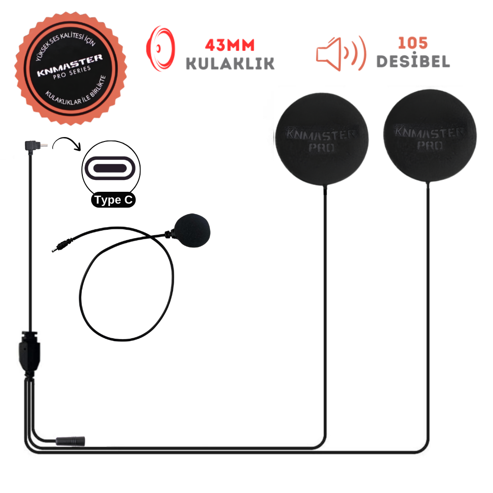 KNMASTER Knmaster KN2250 Kapalı Kask Mikrofon ve Kulaklık