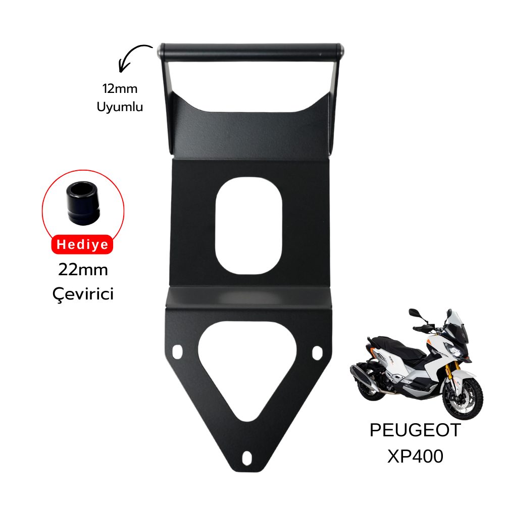 PEUGEOT Pixel – Peugeot XP400 Uyumlu Telefon & Navigasyon Tutucu – Siyah