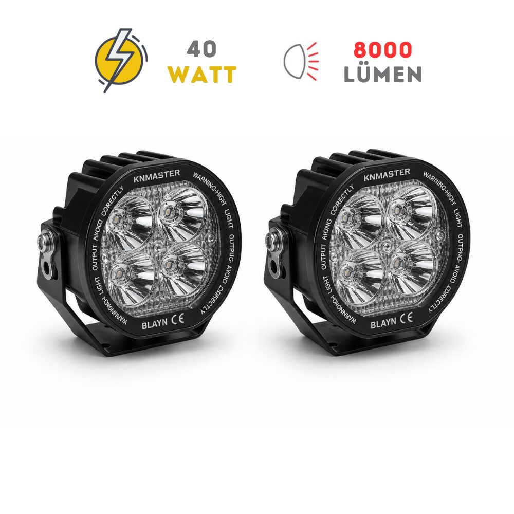 KNMASTER BLAYN 40W Lens Değiştirilebilir Motosiklet LED Sis Farı