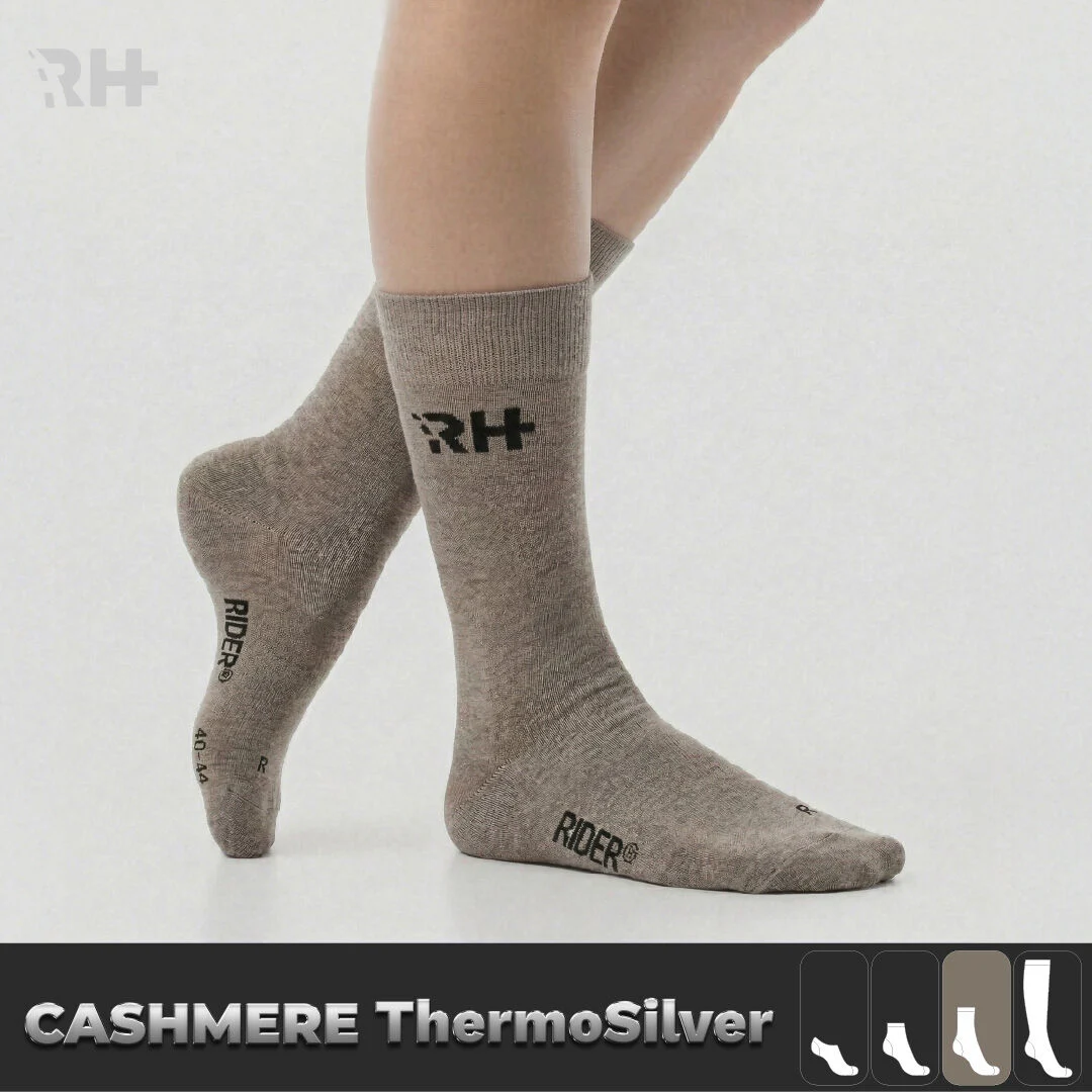 Rider Healthcare Thermo Silver + Kaşmir Soket Gümüş İplikli Çorap — Gri