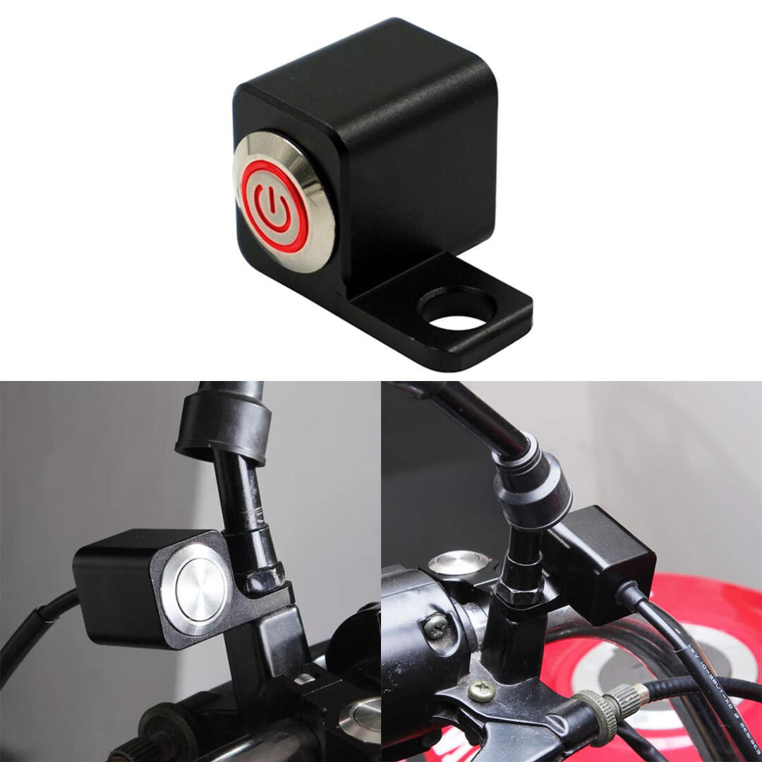KNMASTER Knmaster Ayna Bağlantılı Motosiklet Aç Kapa Butonu Kırmızı Ledli