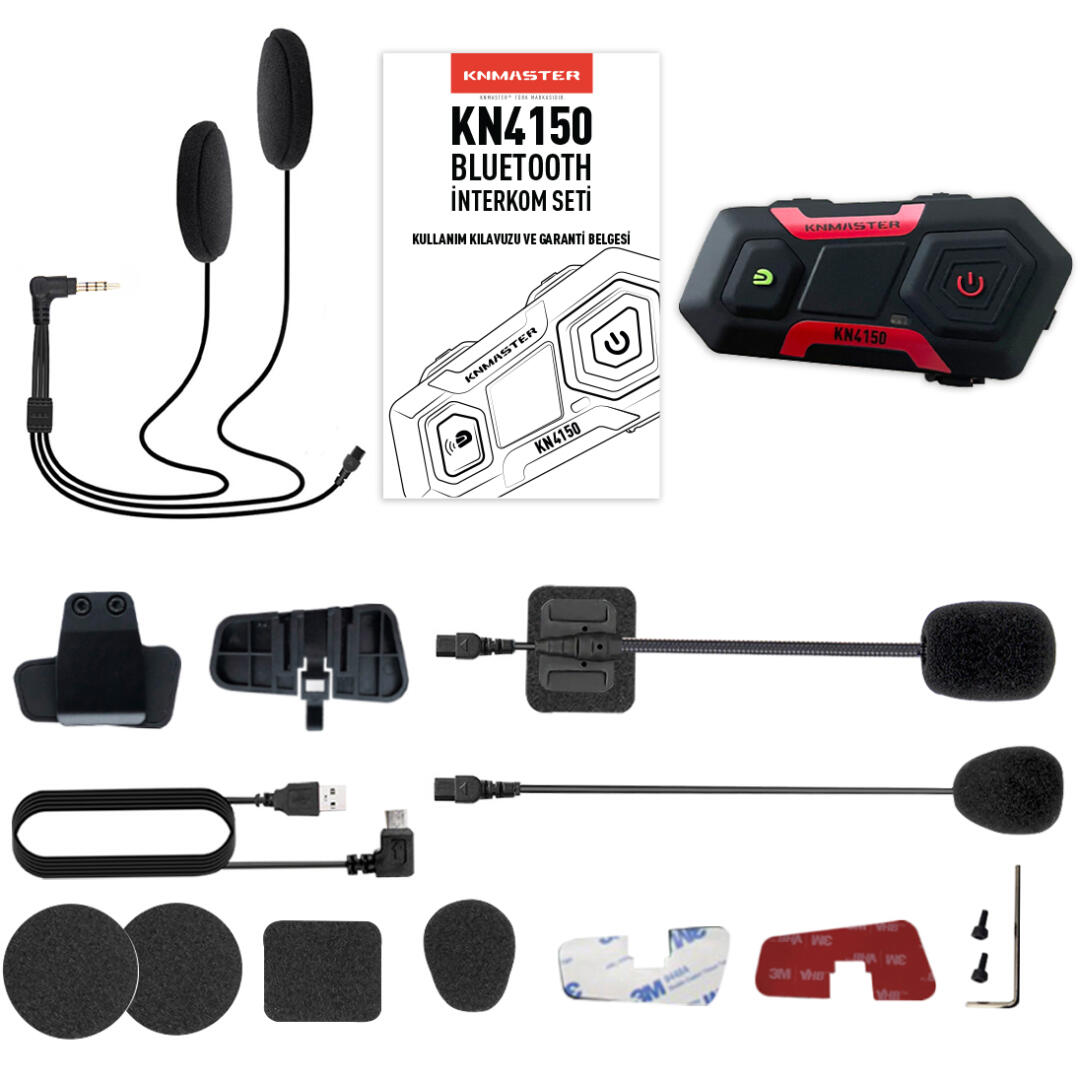 KNMASTER Knmaster KN4150 Motosiklet Kask İnterkom Bluetooth Intercom Kulaklık Seti
