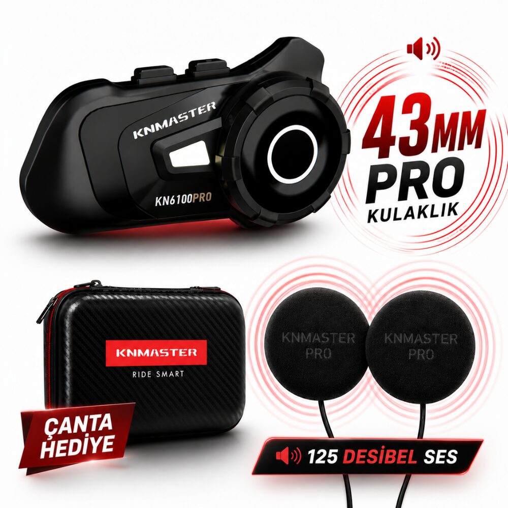 KNMASTER Knmaster KN6100 PRO Motosiklet Kask İnterkom Bluetooth Kulaklık Seti (43 mm Büyük Kulaklık)