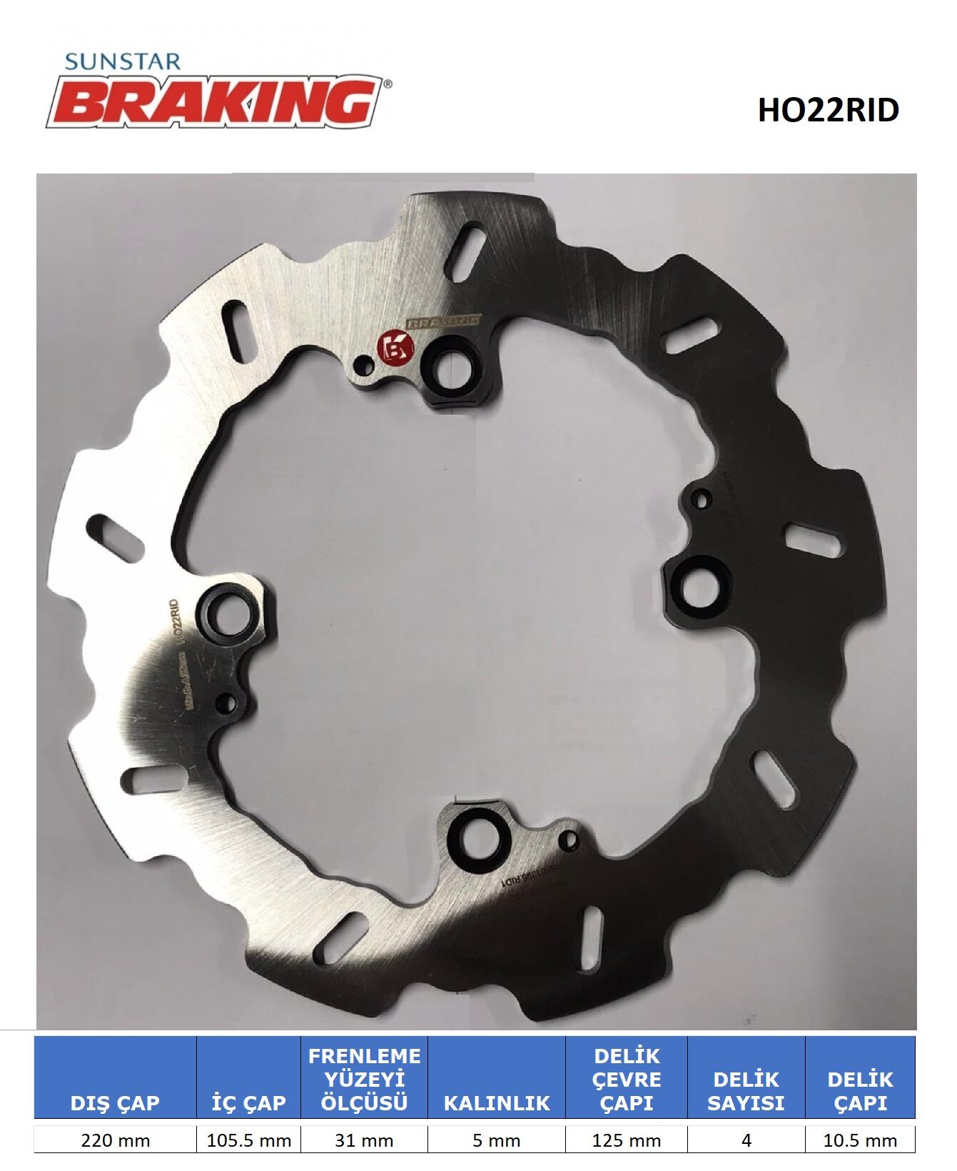 HONDA Honda CB 250 R DALGALI ARKA FREN DİSKİ HONDA Honda CB 250 R DALGALI ARKA FREN DİSKİ